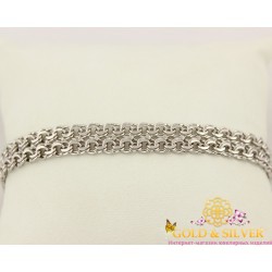 Серебряный браслет плетение Бисмарк, двойной из серебра 925 пробы. 889057с